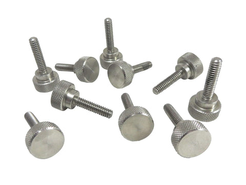10 Pack 1/4-20 X 1 Inch 303 Stainless Steel Diamond Knurled Thumb Screws With Straight Shoulders Right Hand Threads SAE Flat Tip