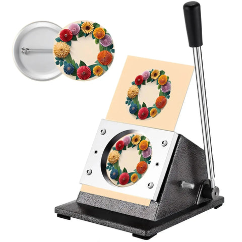 3 Inch Button Cutter Tool Heavy Duty Round Circle Graphic Badge Puncher Die Cutter With Manual Long Lever For DIY Button Making