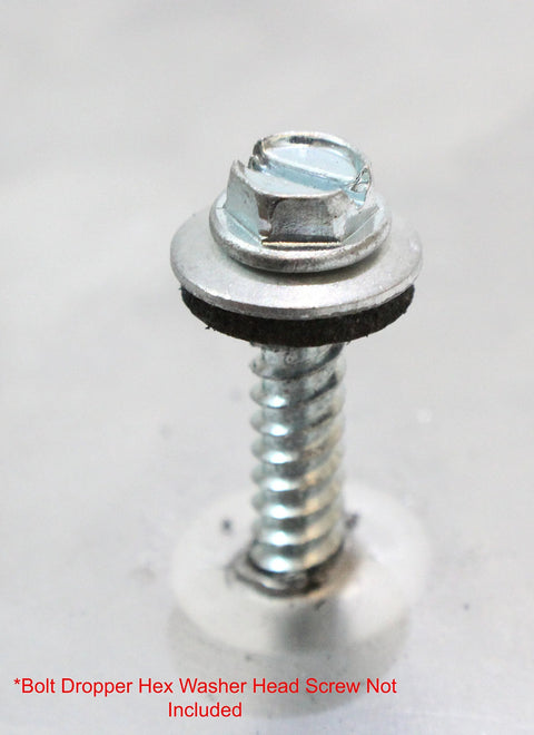 Bolt Dropper #10 x 1/2 in stainless steel bolt with hex washer head and neoprene bonded washer