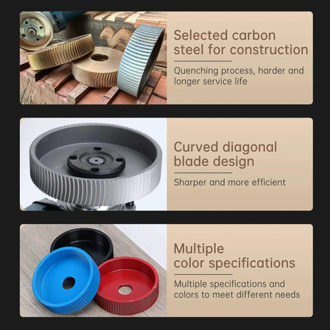 Multi Purpose Wood Carving Disc Kit For Angle Grinder With 4.5 Inch Milling Cutters And 5/8 Inch Arbor with steel and color options