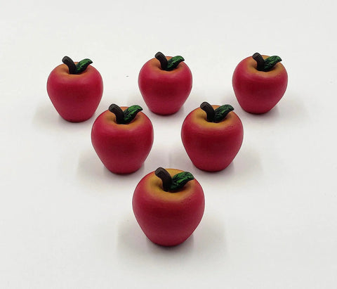 Fall Decor Harvest Apple Drawer Pulls Set Of 6 Hand Painted Resin Cabinet Knobs and Handles in apple shape on white background.
