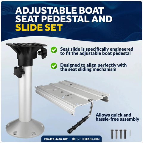 Five Oceans adjustable boat seat pedestal and slide kit by Amazon; marine-grade aluminum, height 19-25 in.