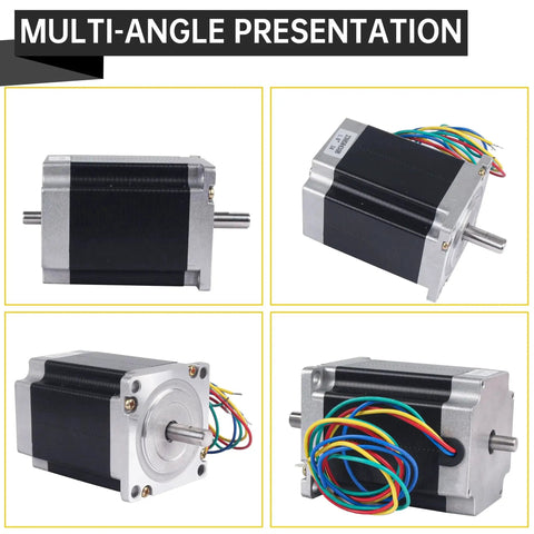 Dual Shaft Nema 23 Stepper Motor 270 Oz In Torque 76mm Size 1.8 Degree Step 3A Current With Four Lead Wires multi-angle view