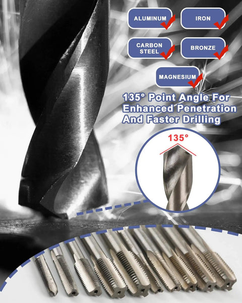 Close-up of drill bit from Pro Grade 263 Piece Helicoil Thread Repair Kit For SAE And Metric Threads With HSS Drill Restorer
