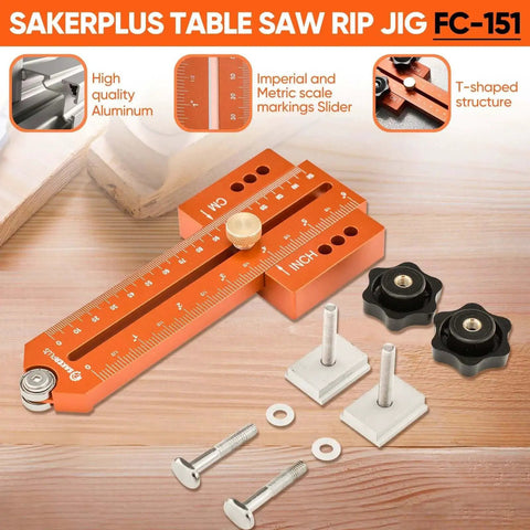 Go-To Thin Rip Jig For Table Saw And Router, Repetitive Narrow Strip Cutting Guide, fits T Slot, CNC Aluminum Construction