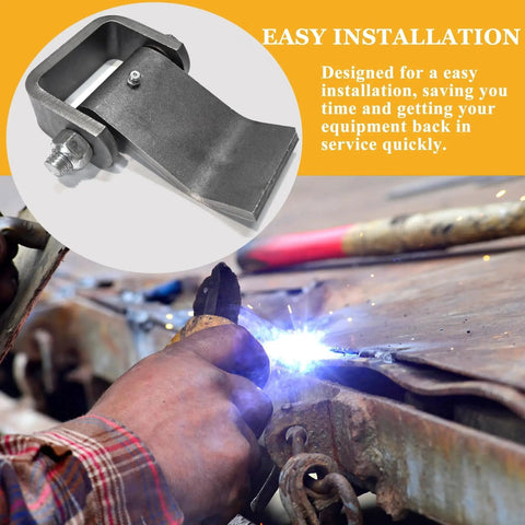 Heavy Duty Weld On Trailer Hinges For Dump Trailers And Truck Gates With Beefed Up Greaseable Strap Style Short Leaf In Large 5 3 8 Inch By 4 Inch Size 4 Pack 2000 Pound Load Capacity For Durable Doors And Gates being welded onto a trailer.