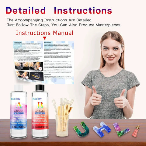 Product contents of Backward Alphabet Molds Starter Kit With 206 Silicone Resin Molds For Epoxy Jewelry Making And Keychains Beginner Friendly Craft Set Includes Accessories For Easy Casting And DIY Projects shown with instructions, resin, and molds.