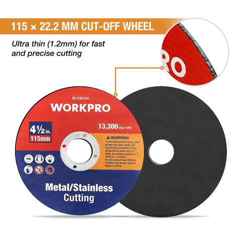 20 Pack Cut Off Wheels For Metal And Stainless Steel, 4-1/2 X 7/8 Inch Thin Cutting Discs For Angle Grinders, WORKPRO Quality