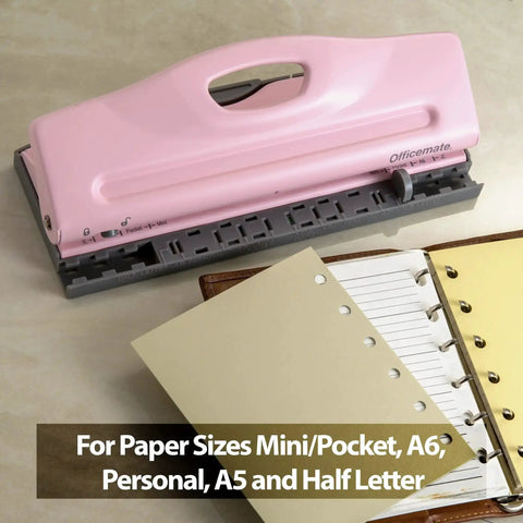 Adjustable 6 Hole Punch For Planners And Binders With 8 Sheet Capacity In Pink A5 Ready Right Out Of The Box And Versatile