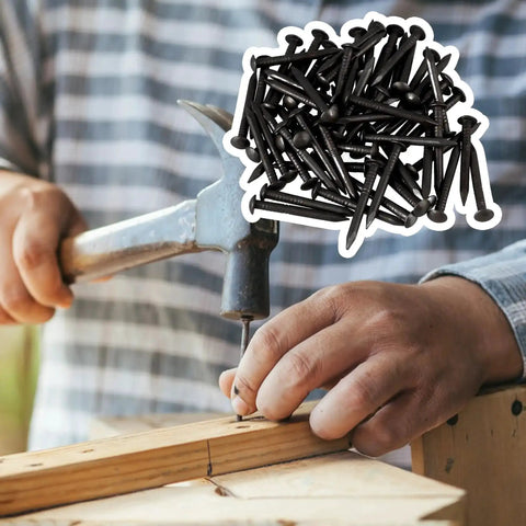 Person using Black Copper Round Head Wood Nails Antique Copper Decorative Nails For Furniture, 22mm Long, 2mm Shank, 4.4mm Head