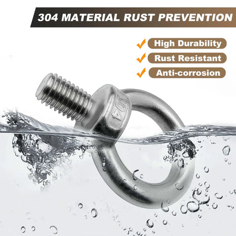 Four-Piece M12 X 20mm 304 Stainless Steel Eye Bolt Set Built Tough For Lifting With Shoulder Ring Heavy-Duty Threaded Eyebolts