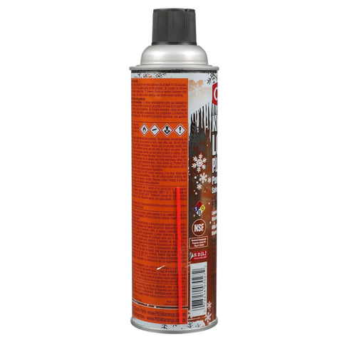 Side view of CRC Knock'er Loose Plus aerosol solvent can, 11.5 oz, orange label, black cap.