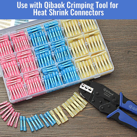 660 PCS heat shrink butt connectors set by Qibaok, assorted pink blue yellow insulated waterproof crimps with crimping tool
