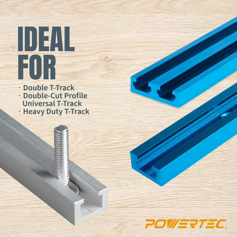 All-In-One T Track Knob Kit With Hold Down Clamps For Woodworking Jigs And Fixtures Includes Two Hold Down Clamps Two Five Sixteenth Inch Eighteen T Bolts Ten Quarter Inch By One And Half Inch Hex Bolts Ten Quarter Inch Three Point Knobs Two Five Star installed on double T-track