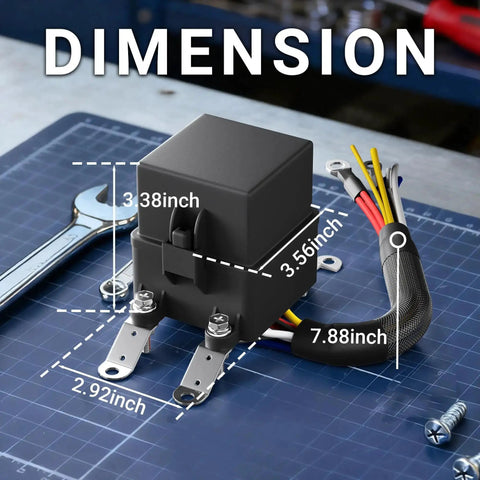 12V Three Way Waterproof Relay Box With Pre Wired Fuses And Relays dimensions on blue grid background