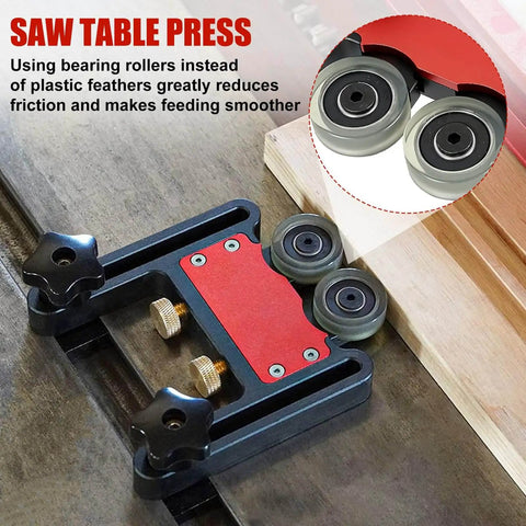 Double Wheel Bearing Stock Roller for Featherboards on Table Saws Router Tables and Band Saws with anodized aluminum frame