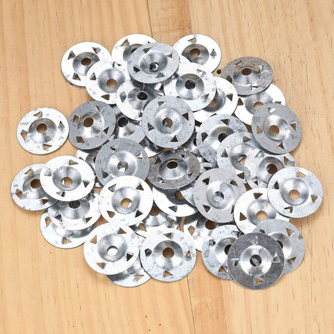Pile of Foam Board Washer Set 220 Pcs Galvanized Steel One And One Eighth Inch Fasteners for Foam Board Panel Installation