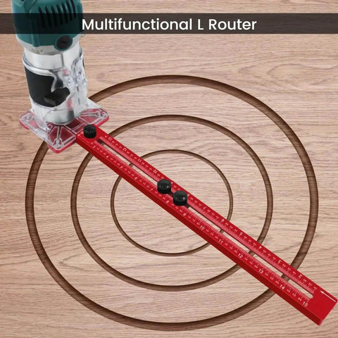 All In One Router Milling Groove Bracket And Circle Cutting Jig For Woodworking Pro Grade Aluminum Alloy Multifunctional L Router Guide Detachable Cabinet Hardware Jig For Precise Circular Grooves Edge Trims And Block Cuts on wood panel