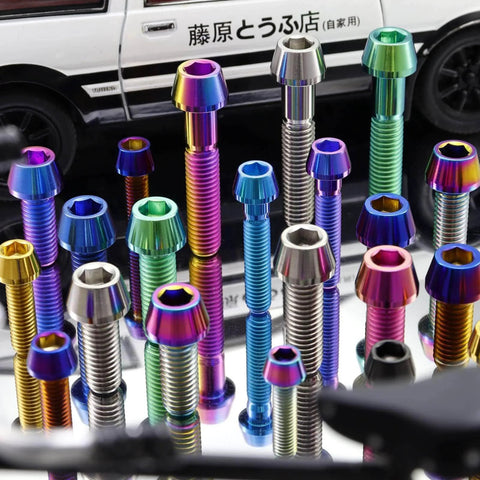 Colorful Titanium M4 Socket Head Cap Screws Set for Bike Stem 6Al4V Grade 5 Lightweight Bolts Display