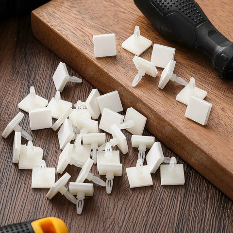 100 Pcs Sticky PCB Spacers Adhesive Insulated Standoffs 0.25 Inch Height displayed on wooden surface with tools