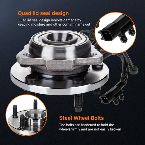 Premium Front Wheel Hub Bearing Assembly For 2007 2008 2009 2010 Jeep Wrangler 5 Bolt, 4 Wheel ABS - OE 513272 with seals and bolts