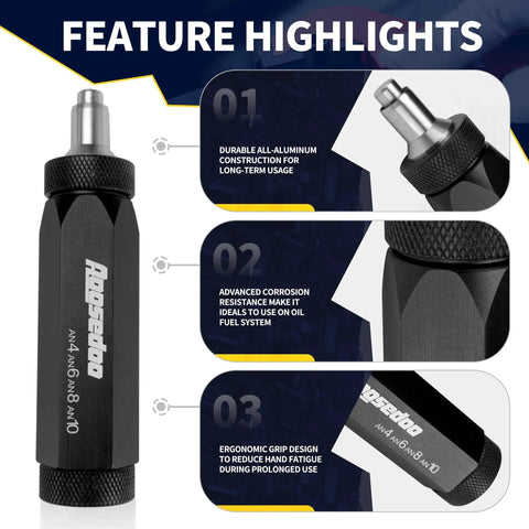 PTFE Hose Reaming Tool And AN Fittings Wrench Set For 4AN To 10AN Fuel Line with feature highlights.