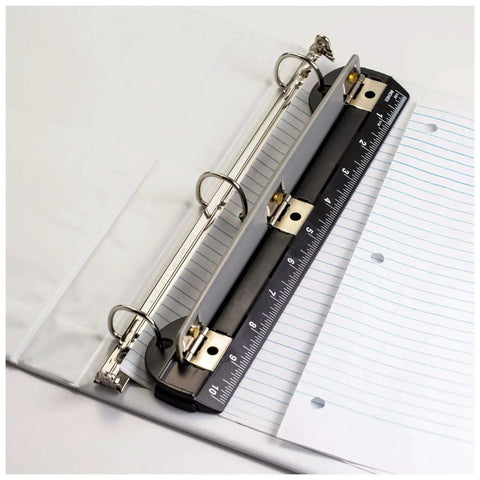 On The Go 3 Hole Binder Punch For Ring Binders, Ultra Compact And Portable, Punches Up To Five Sheets At A Time With Easy Grip, Black Office Essential For Students And Pros