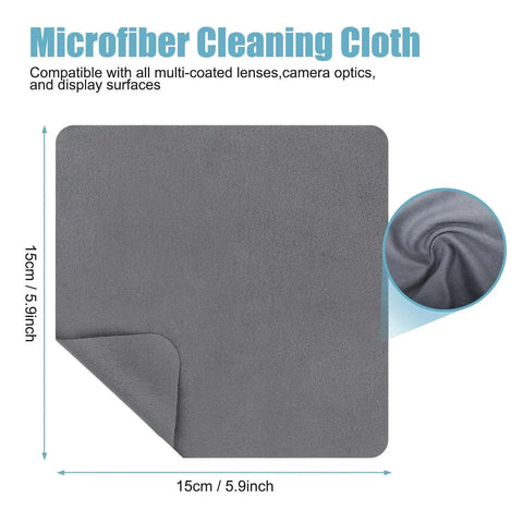Six Pack Microfiber Cleaning Cloths For Screens Lenses And Glasses 6x6 Gray showing cloth texture and dimensions