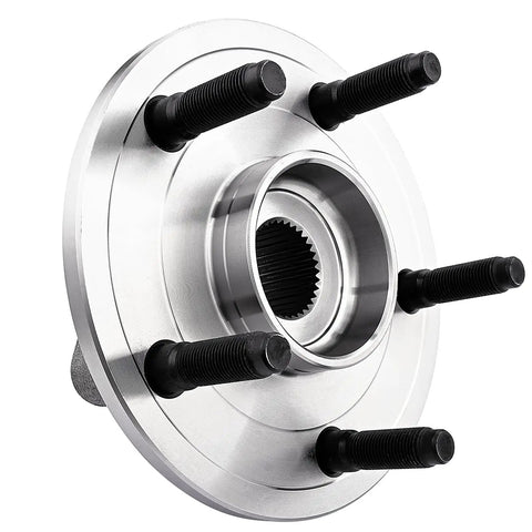 Front view of a 5-lug front wheel bearing assembly for Dodge Ram 1500 2009 2010 2011 with ABS Hub Replacement Fits Right In Plug And Play