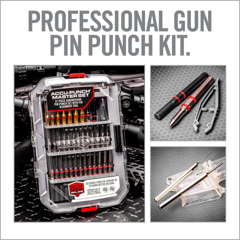 Pro Grade Gunsmithing Punch Set Kit With Roll Pin And Flat Tip Punches For Firearms Disassembly, Brass Punches Included
