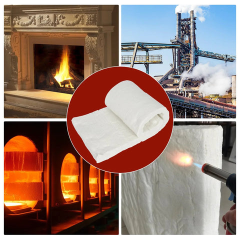 BACLAUGH Kaowool ceramic fiber insulation blanket, 2 in thick x 15 x 24 in, white, fireproof insulation for furnaces and kilns