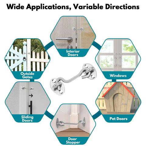 Privacy Hook And Eye Latch For Barn Doors Two Pack Stainless Steel Gate And Cabinet Latch applications for homes and gardens