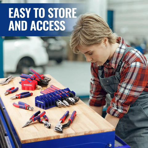Two Pack Pliers Organizer Rack With No Slip Rubber Base 20 Slot Tool Box Organizer For Drawers And Cabinets on workbench