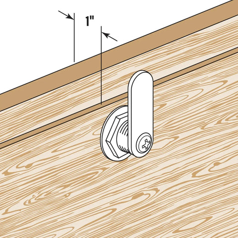 Keyed Alike Drawer And Cabinet Lock Set For File Cabinets Stainless Steel Diecast 1 3/8 Inch Length Installed View