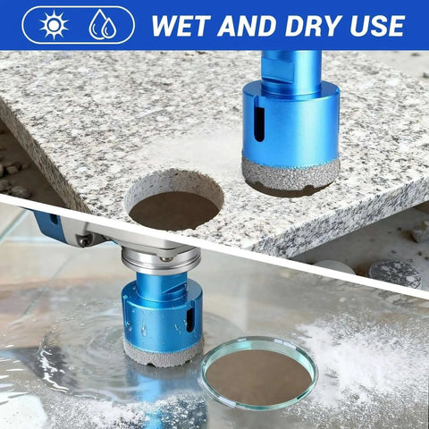 Diamond Hole Saw Kit For Tile 12 Piece Set With Diamond Core Drill Bits cutting stone and glass, wet and dry use.
