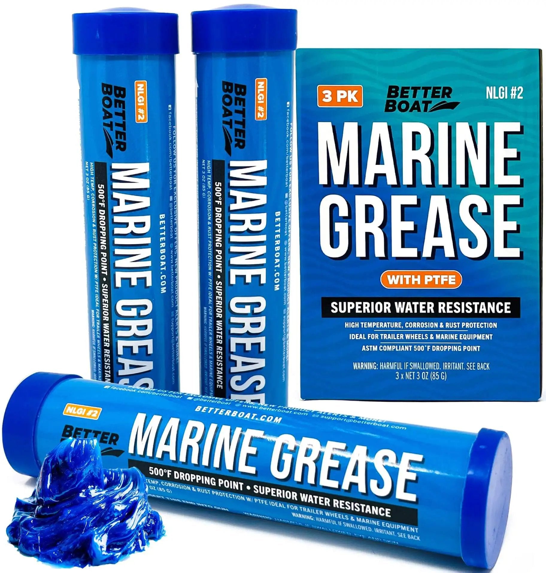 Triple Pack Mini Marine Grease Tubes 3 Oz Each Waterpr...
