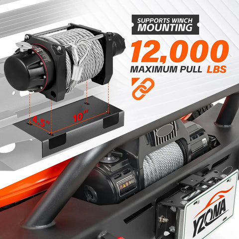 Ram 2500 3500 Front And Rear Bumpers with winch plate showing 12,000 lbs pull capacity