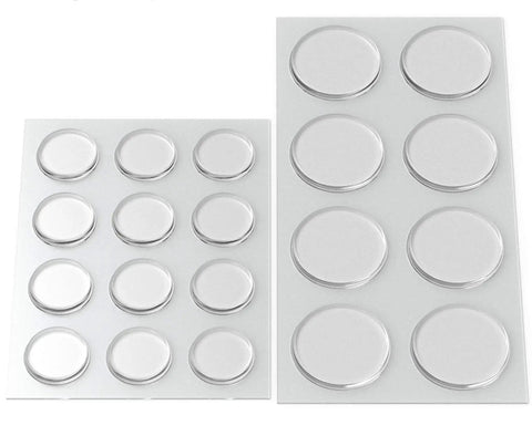 Round Clear Adhesive Bumpers Combo Large And Medium Self Stick Rubber Pads For Glass Table Tops Furniture Laptops And Mirrors Protect Your Stuff 20 Pcs Transparent