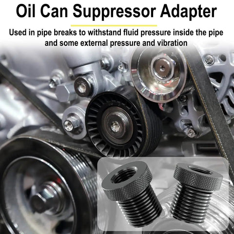 Thread Adapters With Rubber Washers For Automotive One Half To Three Quarter Inch shown installed in engine and separately