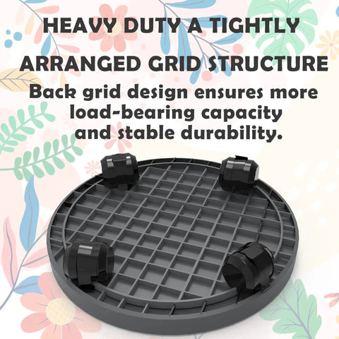 11 Inch Heavy Duty Plant Caddie With Wheels Rolling Planter Stand And Wheeled Pot Trolley Tempered Plastic Grid Base