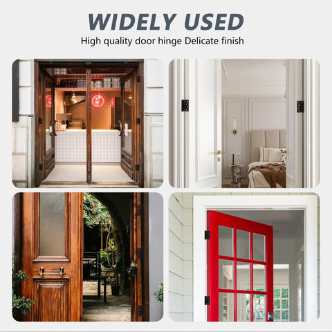 Three Pack Four And A Half Inch Oil Rubbed Bronze Self Closing Door Hinges shown on various interior doors in different settings