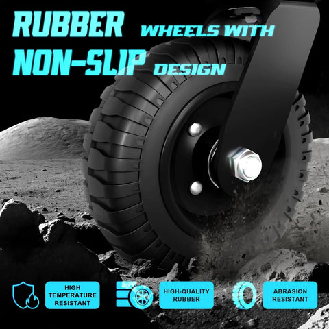 8 Inch Gate Wheel With 360 Degree Rotation And Spring Loaded Casters Heavy Duty 600lb Capacity, rubber wheel close-up
