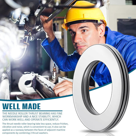 Front view thrust needle roller bearing with washers, 0.75 in bore, 1.25 in OD, industrial bearing