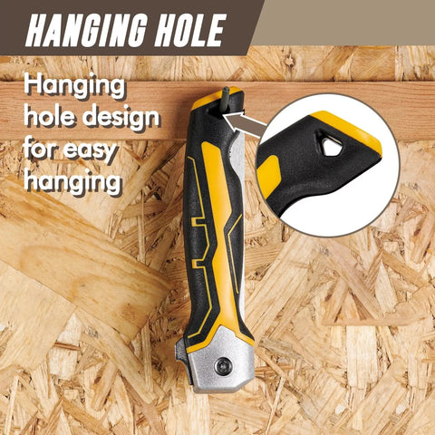 Folding Drywall Jab Saw With Soft Grip Handle For Clean Wallboard Cuts And PVC, 7TPI Triple Teeth 65Mn Steel Blade, hanging hole detail