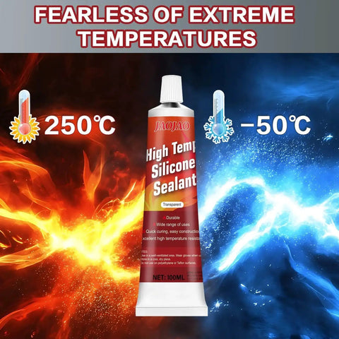 Heat Resistant High Temp Silicone Sealant for Ovens and Grills, Fast Curing Caulk, 100ml tube against fire and ice background