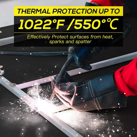 Heavy Duty Welding Blanket 4x6 Ft Silicone Coated Fiberglass Fireproof Shield With Heat Resistant Up To 1022F in use with welding task