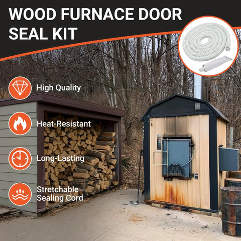 Wood furnace door seal kit with 10 ft fiberglass rope and 2-oz silicone adhesive for Central Boiler HF60 series