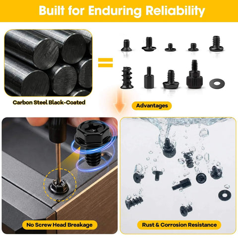 524 Piece PC Screw Kit For Full Rig Build With Motherboard Standoffs And Screws For M2 NVMe SSDs HDD Case Fans And PSU