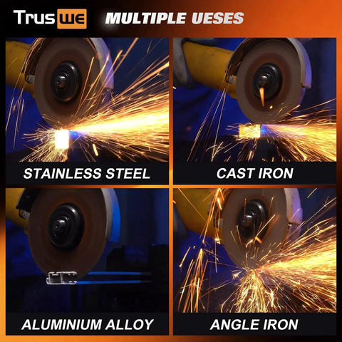 Ultra Thin Cut Off Wheels 52 Pack For 4-1/2 Inch Angle Grinders.045 Inch Thick Cutting Discs For Metal And Stainless Steel 7/8 Inch Arbor Burr Free Fast Cutting in action on metal types