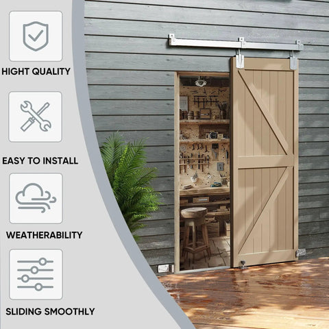 4 Ft Box Rail Exterior Barn Door Hardware Kit Heavy Duty Silver Sliding Track System For Wall Mounted Doors Not Included